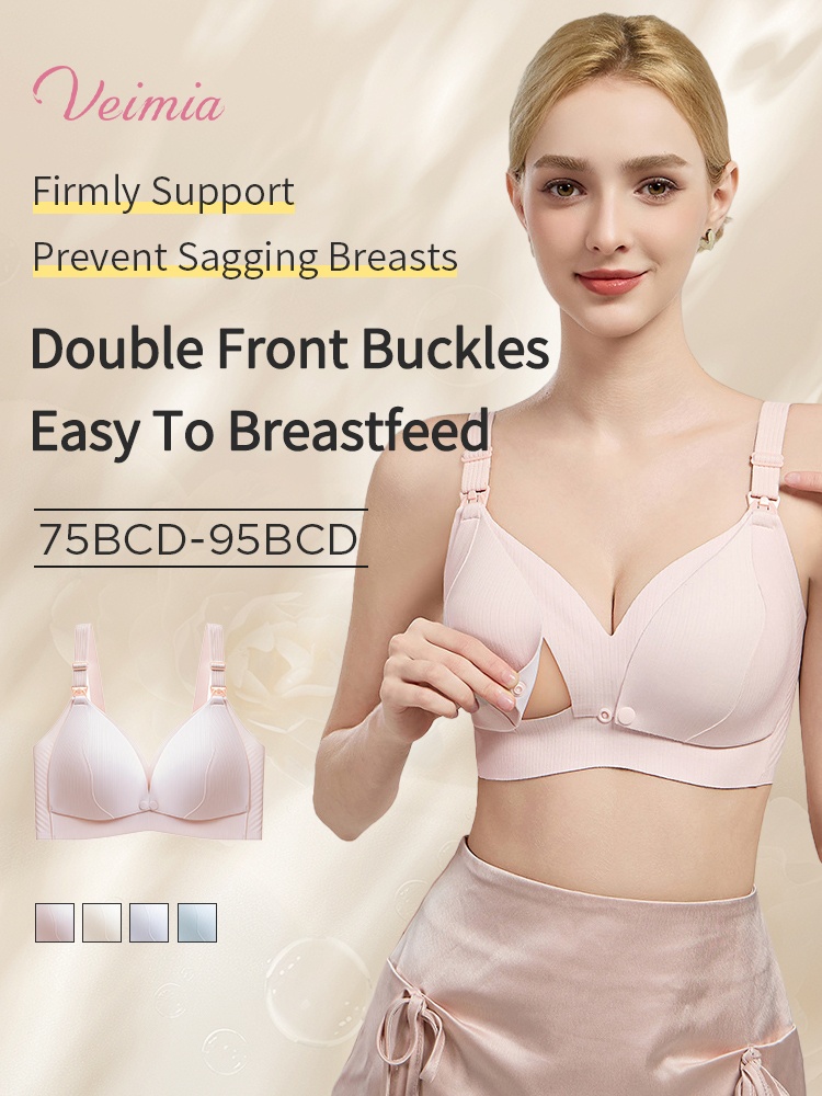 Comfort Nursing Bras Front Buckles Easy Nursing, Stable Support With Expandable Cups For Full Coverages VEIMIA