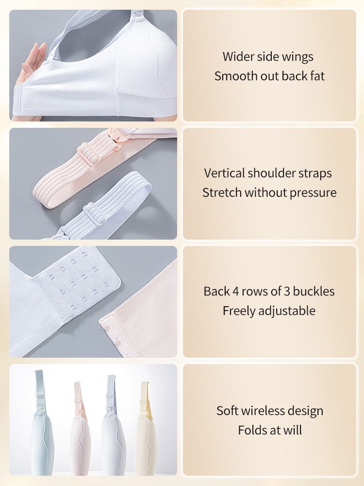 Comfort Nursing Bras Front Buckle Easy Nursing, Stable Supports With Expandable Cups For Full Coverage VEIMIA
