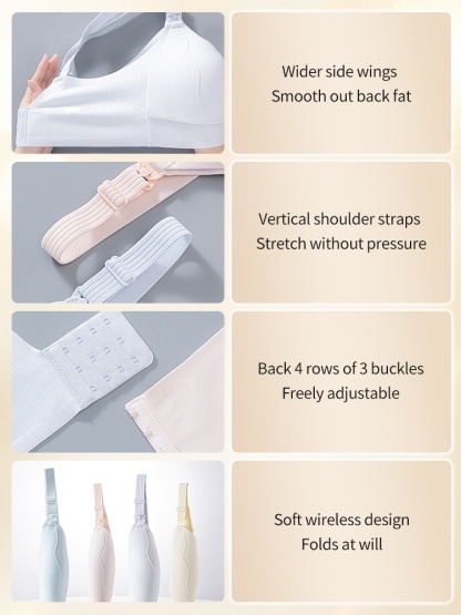 Comfort Nursing Bras Front Buckle Easy Nursing, Stable Supports With Expandable Cups For Full Coverage VEIMIA