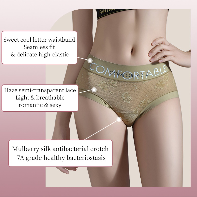 Lace Panties Skin-Friendly & Comfortable Elastic Waistband VEIMIA