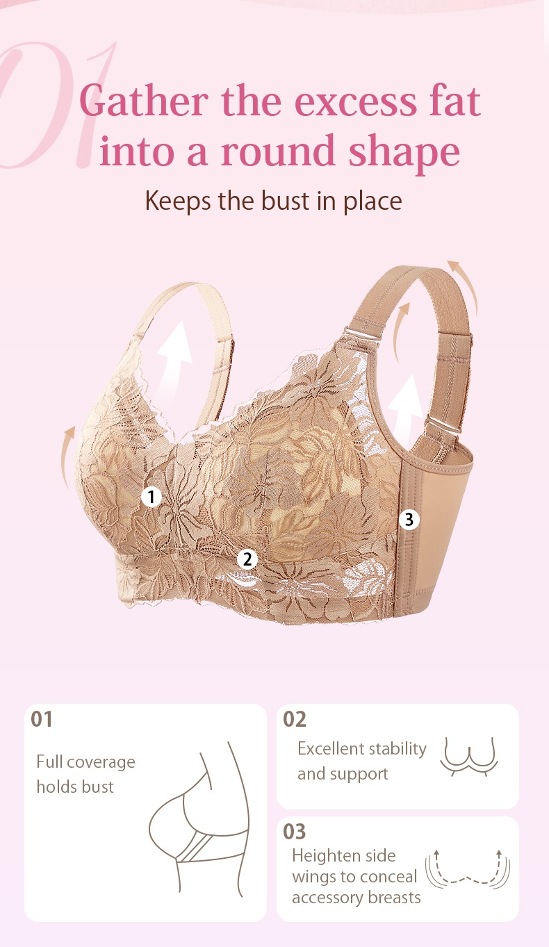 Veimia Comfortable Lace Minimizer Bra Can Gather The Excess Fat Into A Round Shape
