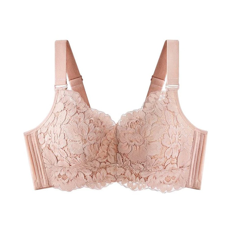 Pink Color of Comfortable Lace Minimizer Bra- Wireless & Seamless Stable Full Coverage Design With Adjustable Wide Straps VEIMIA