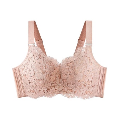 Pink Color of Comfortable Lace Minimizer Bra- Wireless & Seamless Stable Full Coverage Design With Adjustable Wide Straps VEIMIA