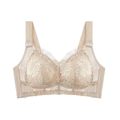 Beige Color of Comfortable Lace Minimizer Bra- Wireless & Seamless Stable Full Coverage Design With Adjustable Wide Straps VEIMIA