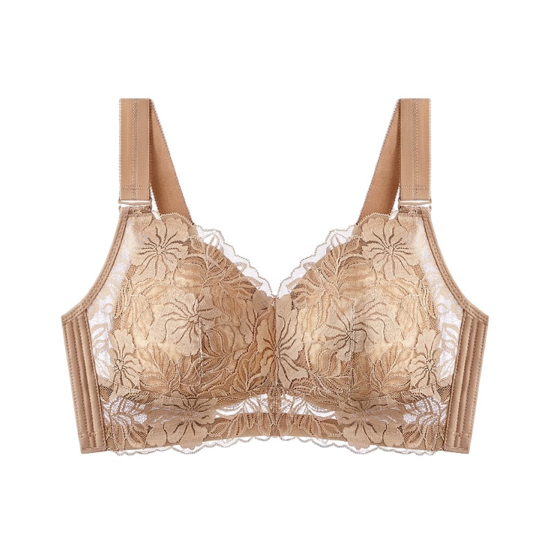 Brown Color of Comfortable Lace Minimizer Bra- Wireless & Seamless Stable Full Coverage Design With Adjustable Wide Straps VEIMIA