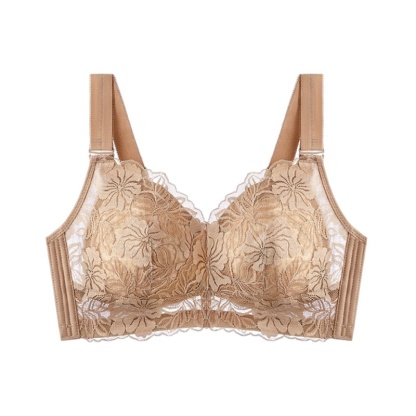 Brown Color of Comfortable Lace Minimizer Bra- Wireless & Seamless Stable Full Coverage Design With Adjustable Wide Straps VEIMIA