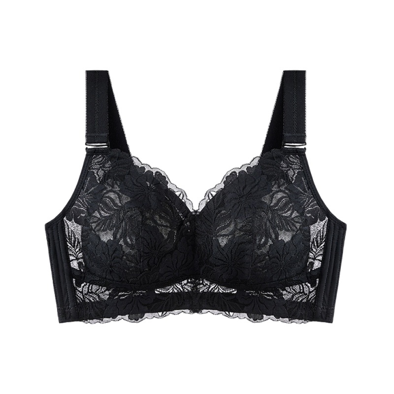 Black Color of Comfortable Lace Minimizer Bra- Wireless & Seamless Stable Full Coverage Design With Adjustable Wide Straps VEIMIA