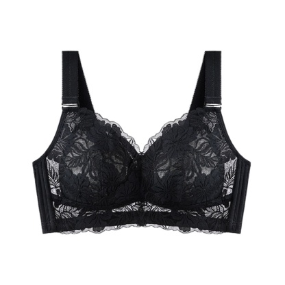 Black Color of Comfortable Lace Minimizer Bra- Wireless & Seamless Stable Full Coverage Design With Adjustable Wide Straps VEIMIA