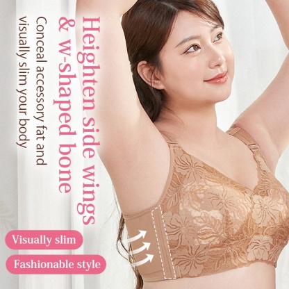 VEIMIA Comfortable Lace Minimizer Bra Has Heighten Side Wings And W-shaped Bone