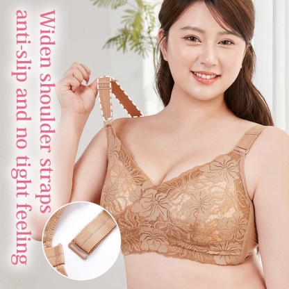 VEIMIA Comfortable Lace Minimizer Bra Has Widen Shoulder Straps To Anti-slip And No Tight Feeling