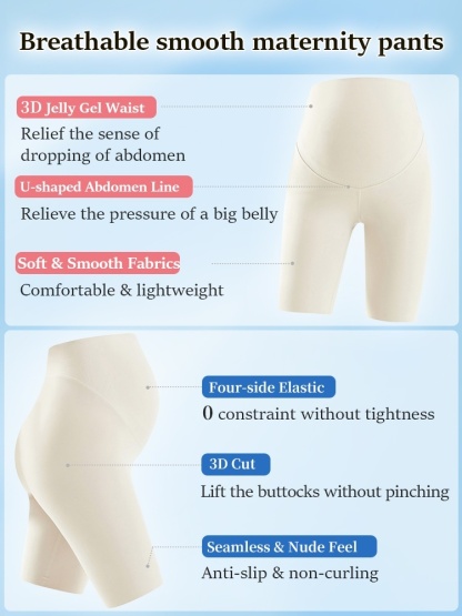 Comfortable Maternity Pants & Fifth Pant 2-in-1, Airy Restriction-free Fabrics With 3D Soft Supports VEIMIA