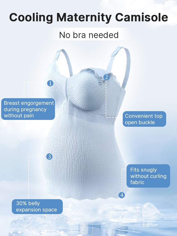 Comfortable Nursing Clothes No Bra Needed Camis, Easy Nursing With Top Open Buckle, Fixed 3D Pad For Extra Breasts Milk-engorgement Space VEIMIA