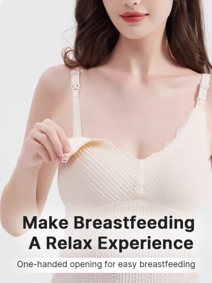 Comfortable Nursing Clothes No Bra Needed Cami, Easy Nursing With Top Open Buckle, Fixed 3D Pads For Extra Breasts Milk-engorgement Space VEIMIA