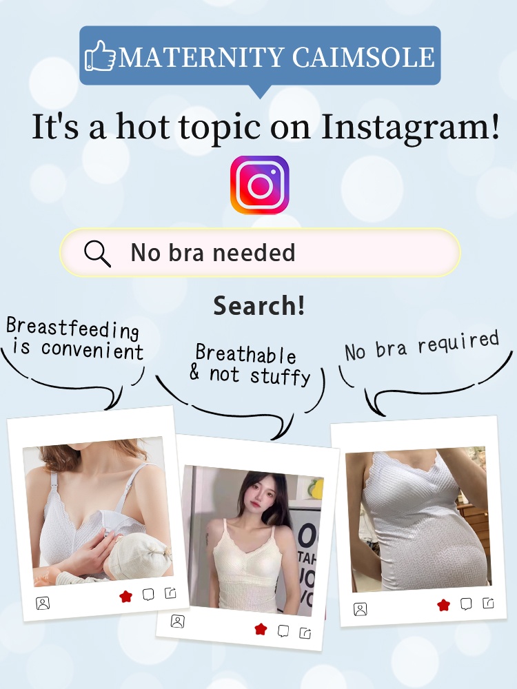 Comfortable Nursing Clothes No Bras Needed Cami, Easy Nursing With Top Open Buckles, Fixed 3D Pad For Extra Breasts Milk-engorgement Space VEIMIA