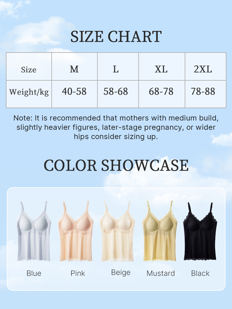 Comfortable Nursing Clothes No Bra Needed Camis, Easy Nursing With Top Open Buckles, Fixed 3D Pads For Extra Breast Milk-engorgement Space VEIMIA