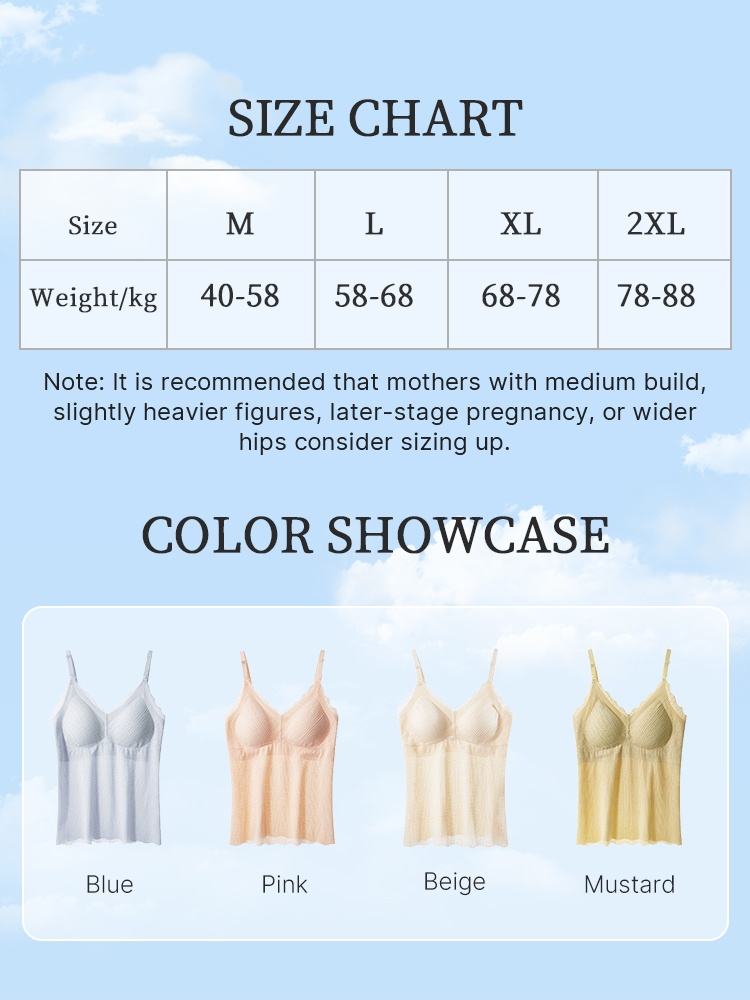 Comfortable Nursing Clothes No Bra Needed Camis, Easy Nursing With Top Open Buckles, Fixed 3D Pads For Extra Breast Milk-engorgement Space VEIMIA