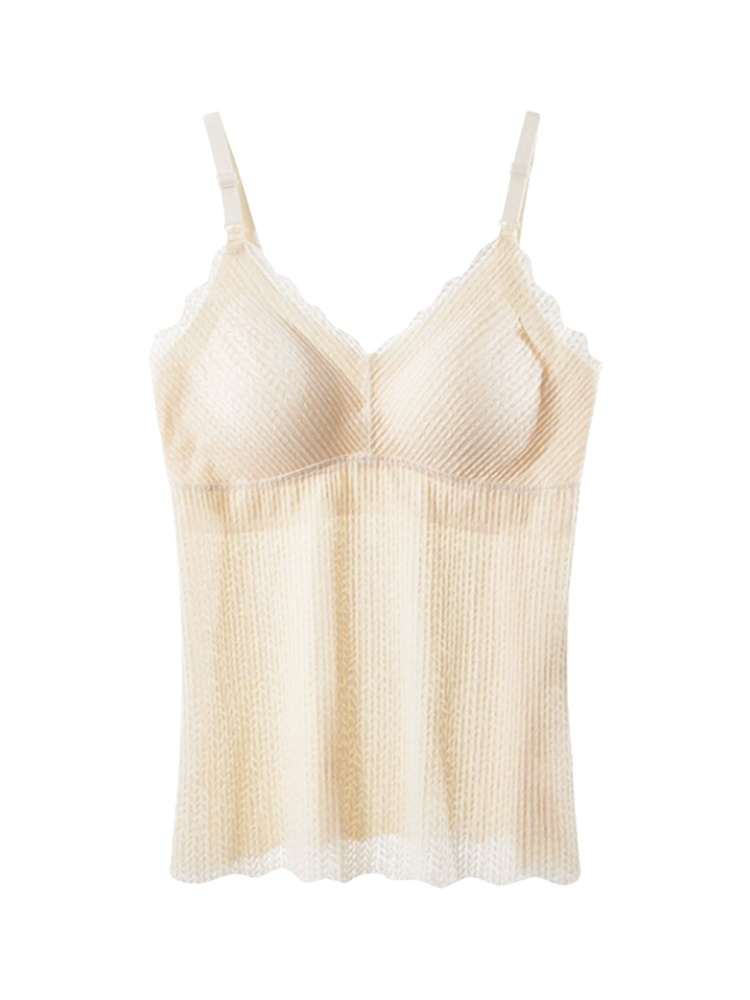 Comfortable Nursing Clothes No Bra Needed Cami, Easy Nursing With Top Open Buckle, Fixed 3D Pads For Extra Breasts Milk-engorgement Space VEIMIA