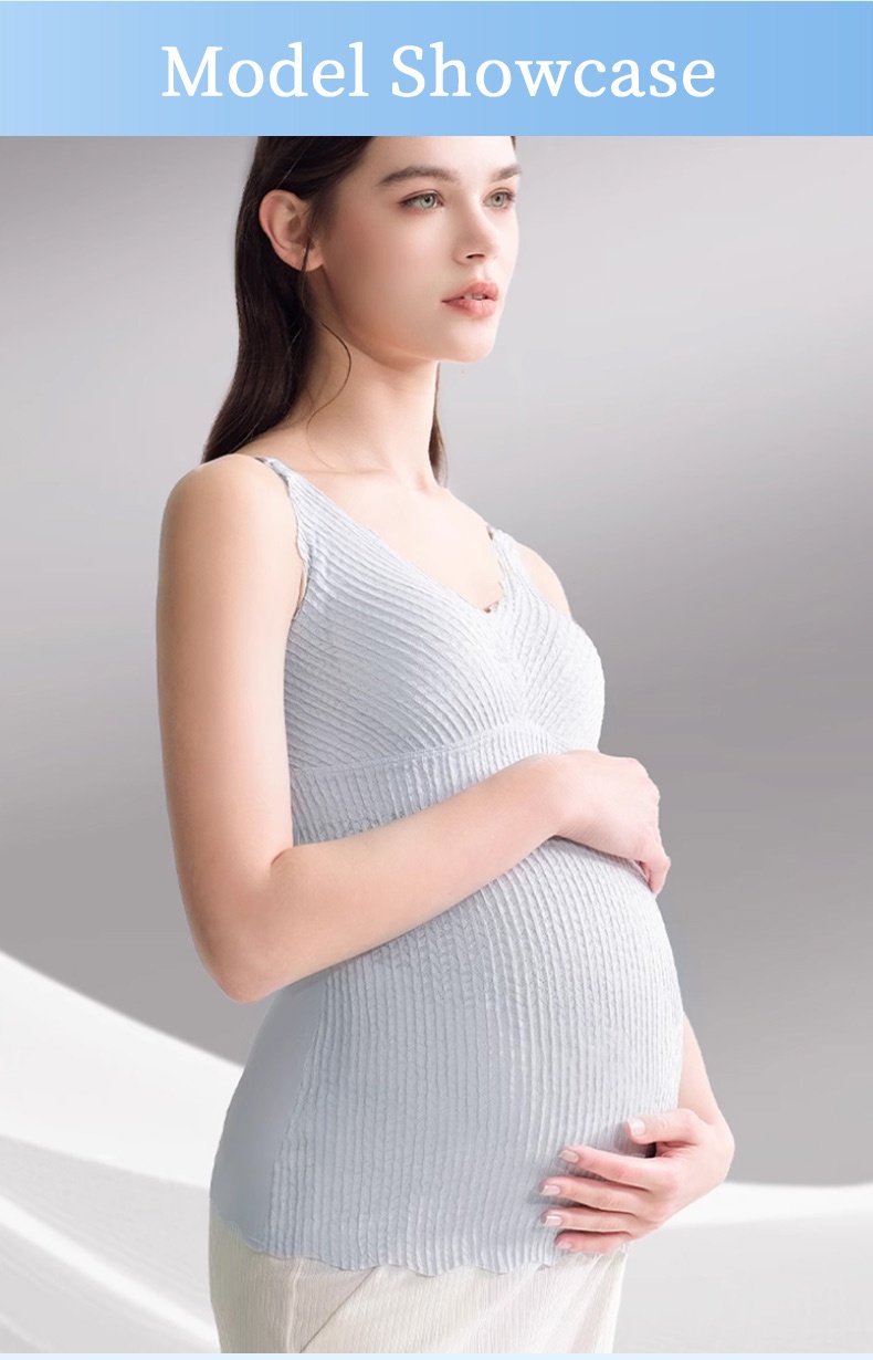 Comfortable Nursing Clothes No Bra Needed Cami, Easy Nursing With Top Open Buckle, Fixed 3D Pads For Extra Breasts Milk-engorgement Space VEIMIA