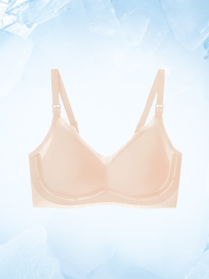 Beige Color CrispCool Bra Refreshing Non-Stuffy Use, One-Hand Fastener Shaped Support Bra for Easy Latching VEIMIA​