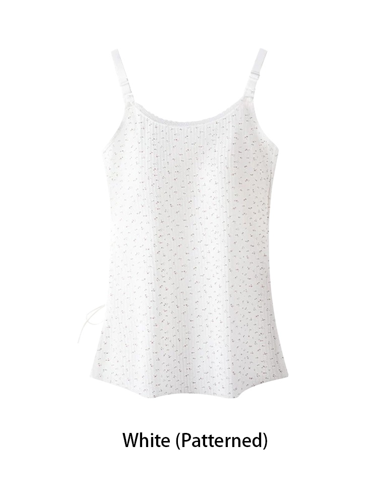 Purple patterned lace nursing camisole side view showing maternity stretch fit VEIMIA