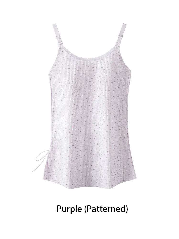 Purple patterned lace nursing camisole close-up showing lace texture and V-neck cups VEIMIA