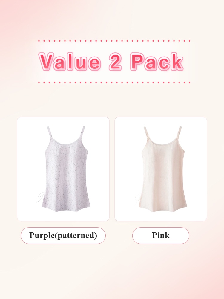 White and pink nursing camisole bundle detail with easy nursing clips VEIMIA