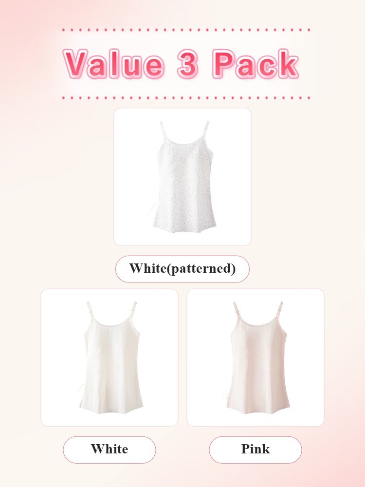 White and pink nursing camisole set displayed as two piece color combination VEIMIA