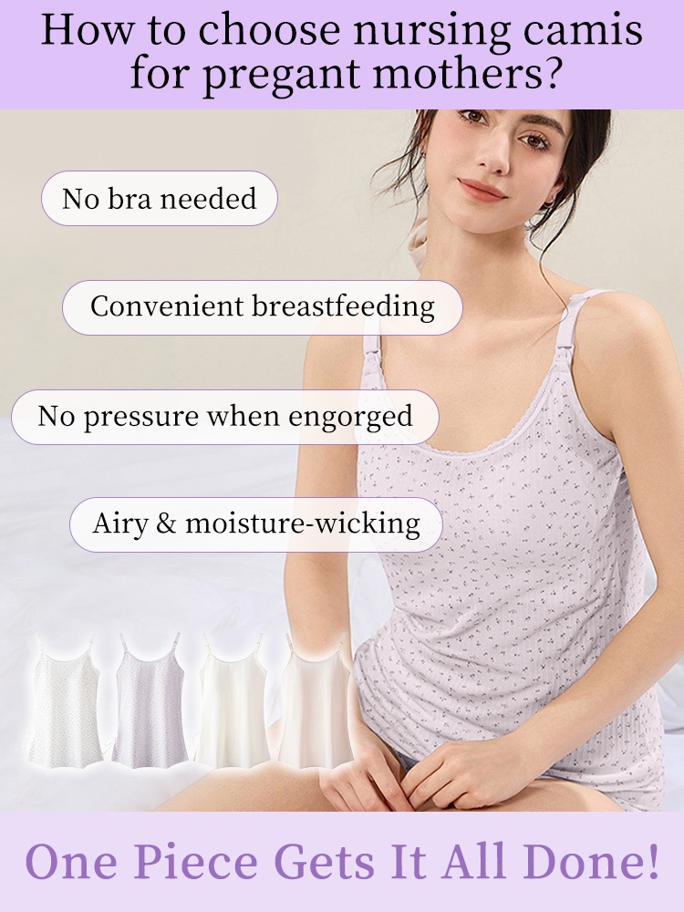 White ribbed nursing camisole front view with easy-open top buttons VEIMIA