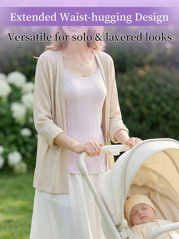 Pink ribbed nursing camisole side view showing soft stretch fabric VEIMIA