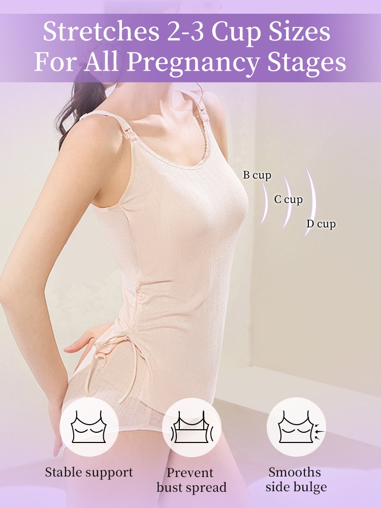 White patterned lace nursing camisole front view with top-open buttons VEIMIA