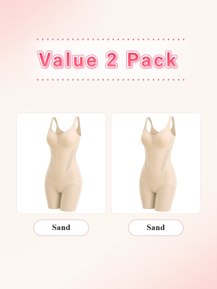 Value 2 pack sand shaping bodysuits with built-in cups VEIMIA