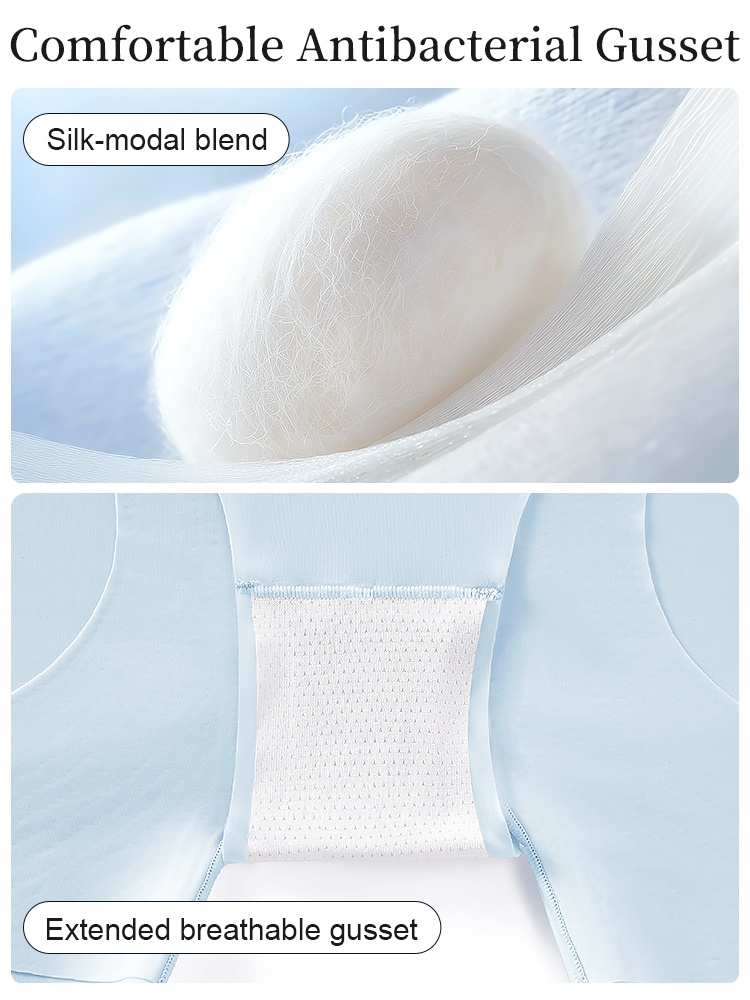 Close-up of extended breathable gusset with silk-modal blend lining VEIMIA