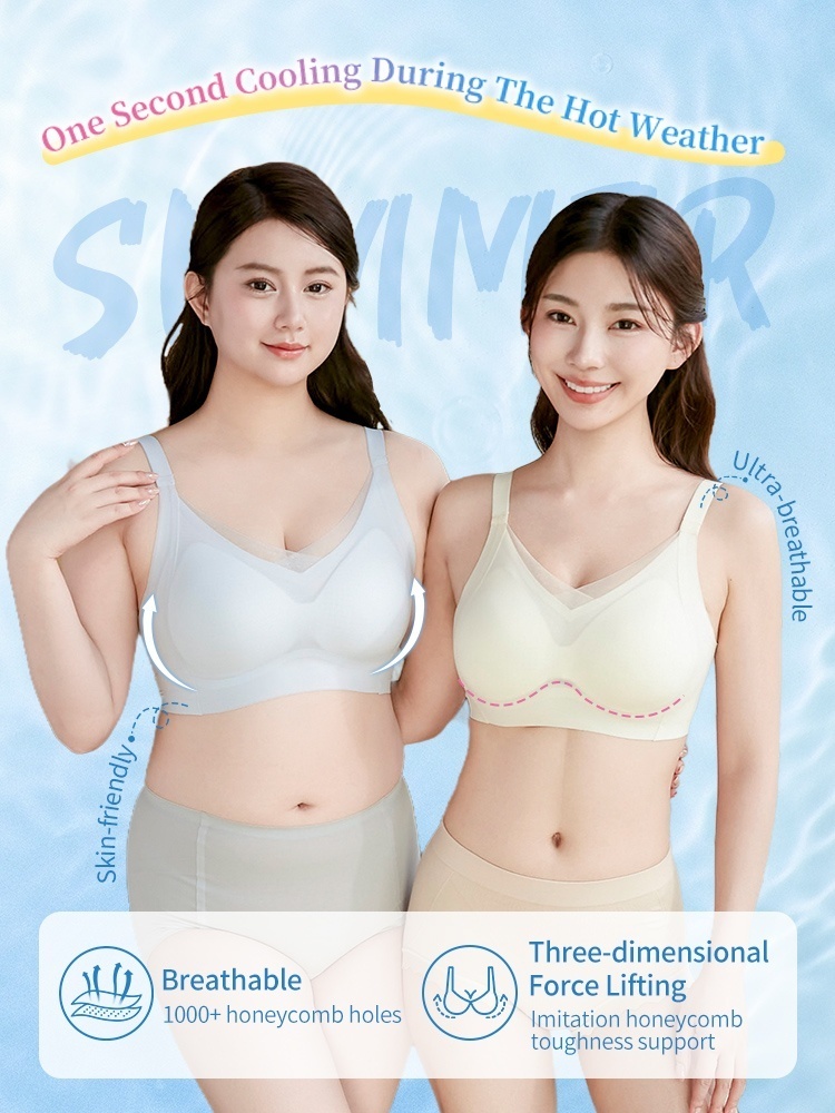 Cooling Ice Silk Seamless Bra With 3D Lifts Support & Invisible Comfort, Breathable Nude Feel In Hot Days VEIMIA