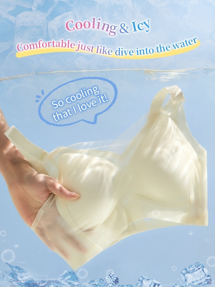Cooling Ice Silk Seamless Bra With 3D Lift Supports & Invisible Comfort, Breathable Nude Feel In Hot Days VEIMIA