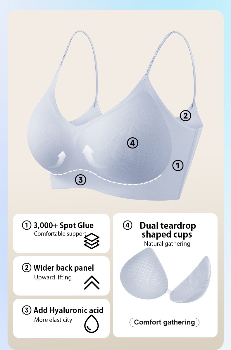 Cooling Seamless Bra For Summer Nude Feeling Soft Support Invisible Spaghetti Straps VEIMIA