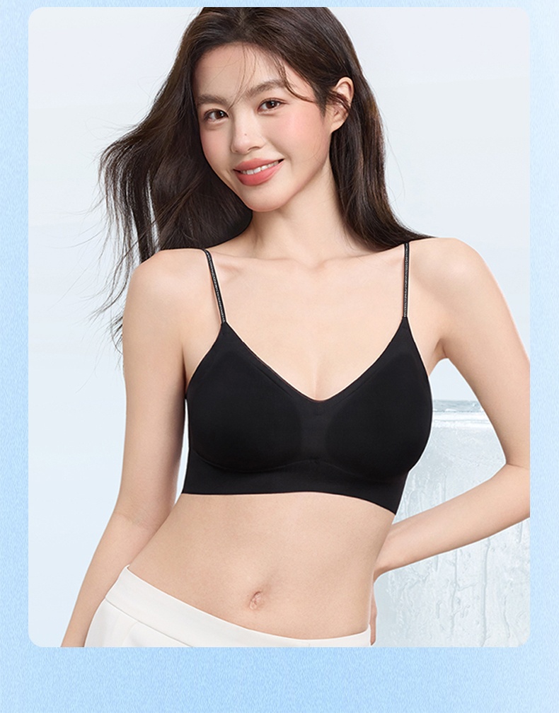 Cooling Seamless Bra For Summer Nude Feeling Soft Support Black Color VEIMIA