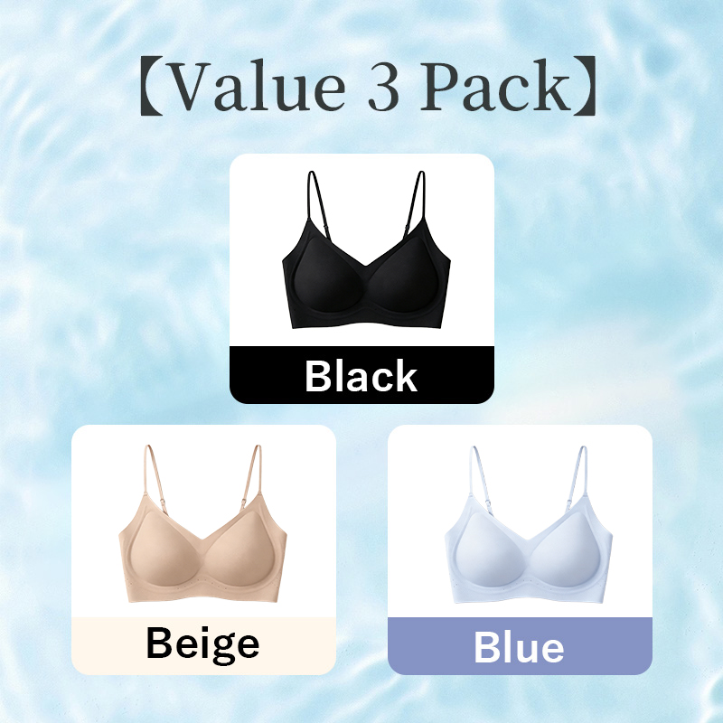 Value 3 pack seamless bras in black beige and light blue colors VEIMIA