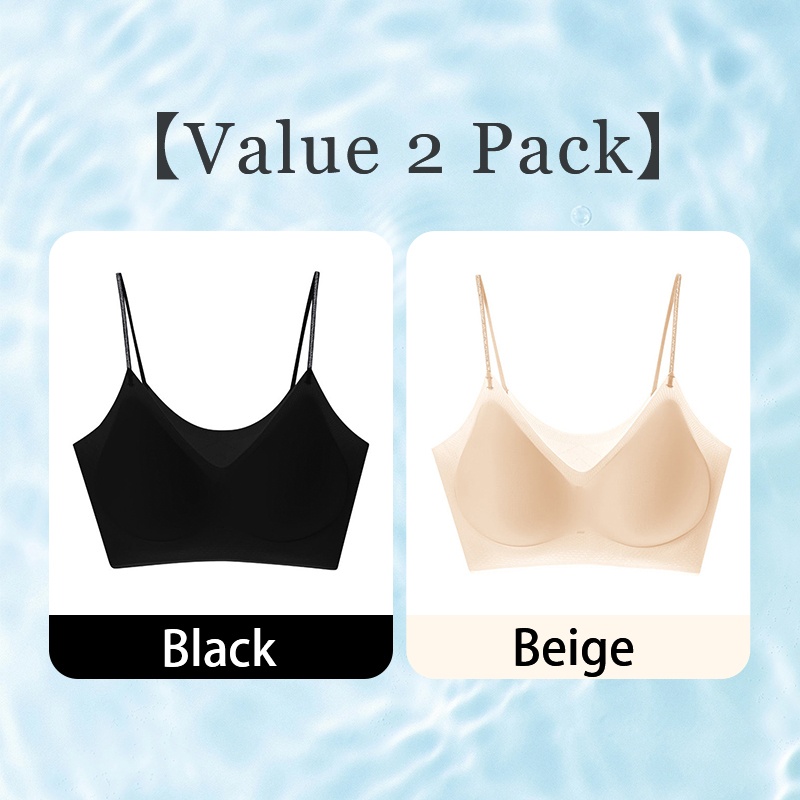 2 Pieces Cooling Seamless Bra Refreshing Summer, Nude Feeling Soft Support Spaghetti Straps Bra Size Chart VEIMIA