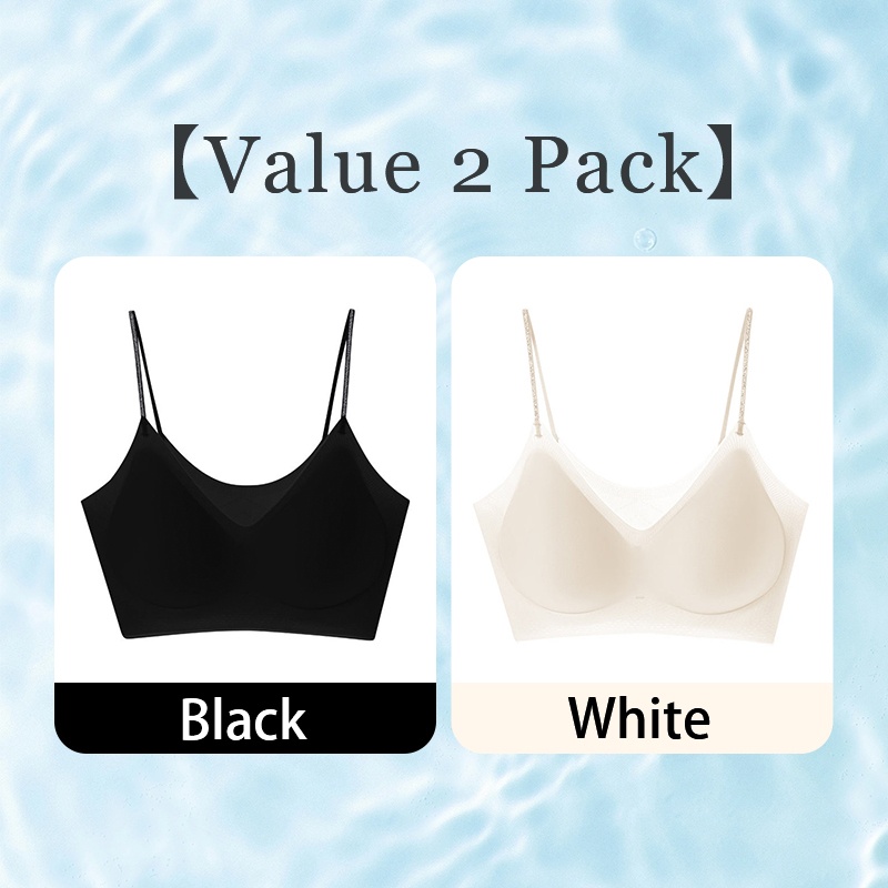 2 Pieces Cooling Seamless Bras Refreshing Summer, Nude Feeling Soft Support Spaghetti Straps Bra Size Chart VEIMIA