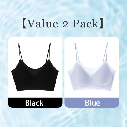 2 Pieces Cooling Seamless Bra Refreshing Summer, Nude Feeling Soft Support Spaghetti Straps Bra VEIMIA