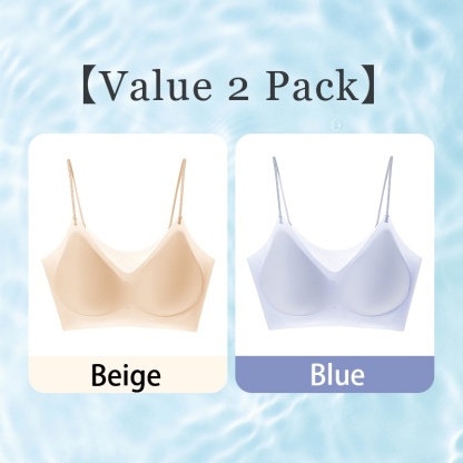 2 Pieces Cooling Seamless Bras Refreshing Summer, Nude Feeling Soft Support Spaghetti Straps Bra VEIMIA