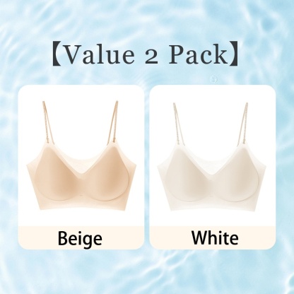 2 Pieces Set Cooling Seamless Bra Refreshing Summer, Nude Feeling Soft Support Spaghetti Straps Bras VEIMIA