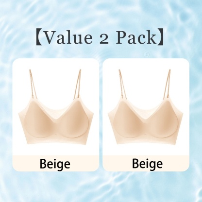 2 Pieces Set Cooling Seamless Bra For Summer, Nude Feeling Soft Support Spaghetti Straps Bra VEIMIA