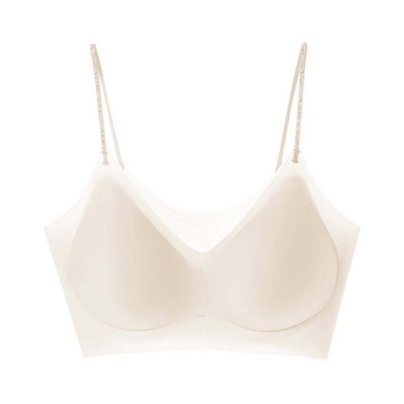 Cooling Seamless Bra Refreshing Summer White Color, Nude Feeling Soft Support Spaghetti Straps Bra Size Chart VEIMIA
