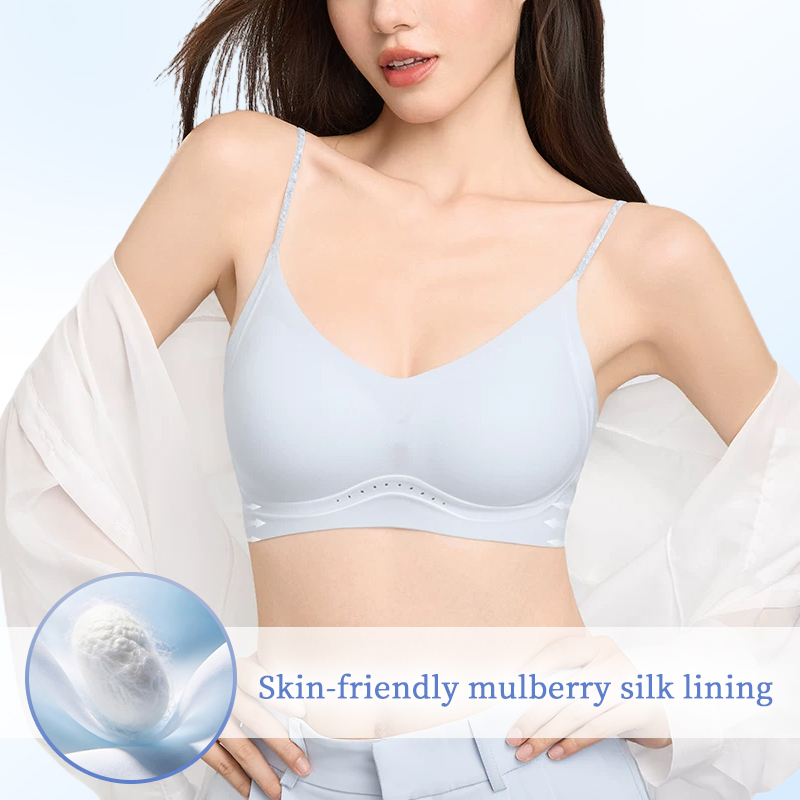 Close-up breathable bra cup mesh showing instant coolness and improved ventilation VEIMIA
