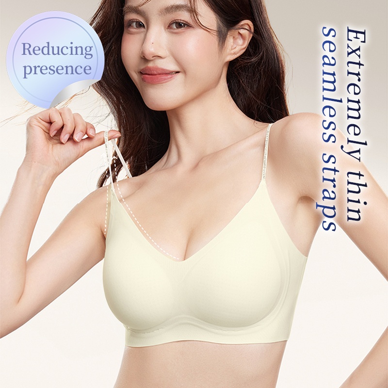 Cooling Seamless Bra Refreshing Summer, Nude Feeling Soft Support Invisible Spaghetti Straps Bra VEIMIA