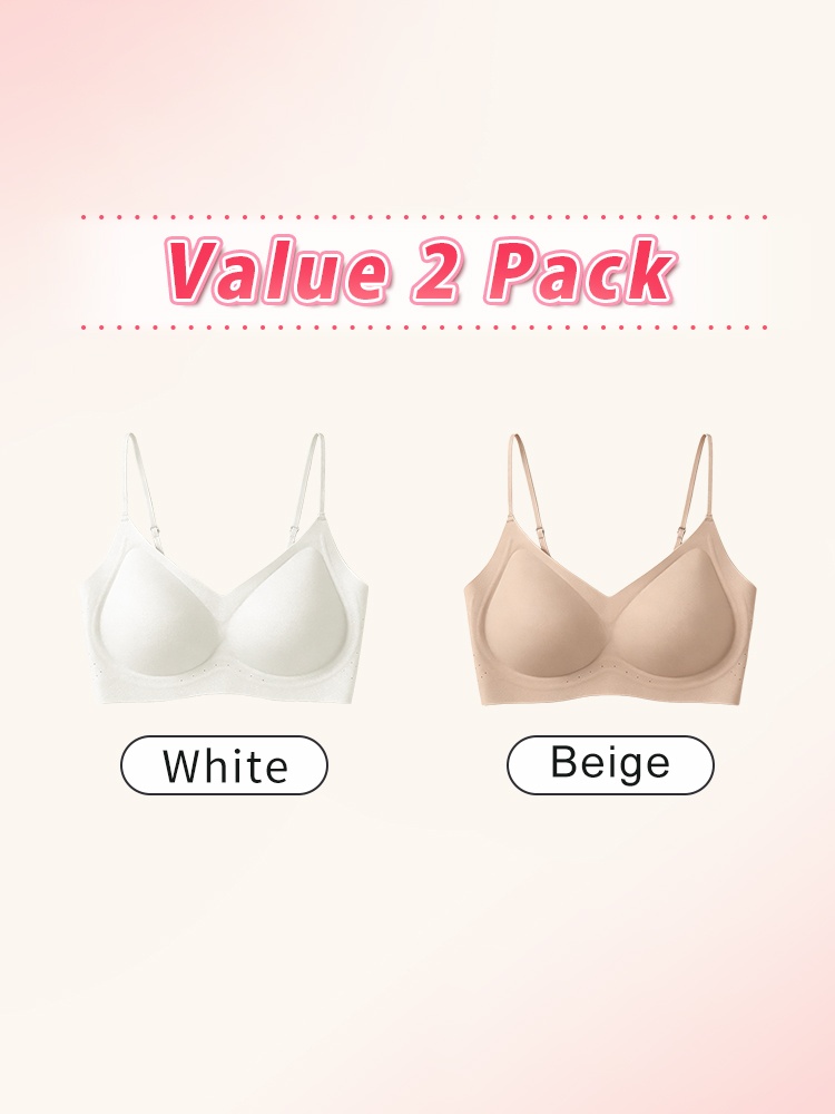 Value two pack seamless bras in white and beige VEIMIA