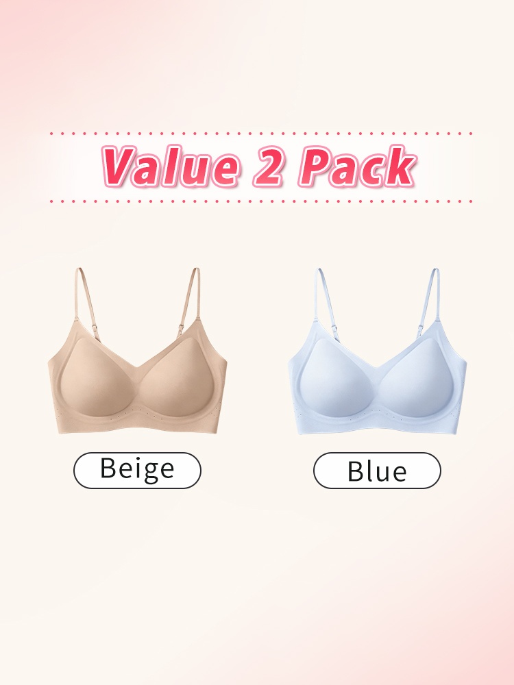 Value two pack seamless bras in beige and blue VEIMIA