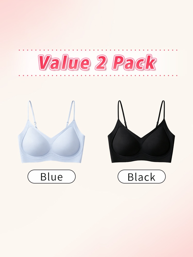 Value two pack seamless bras in blue and black VEIMIA