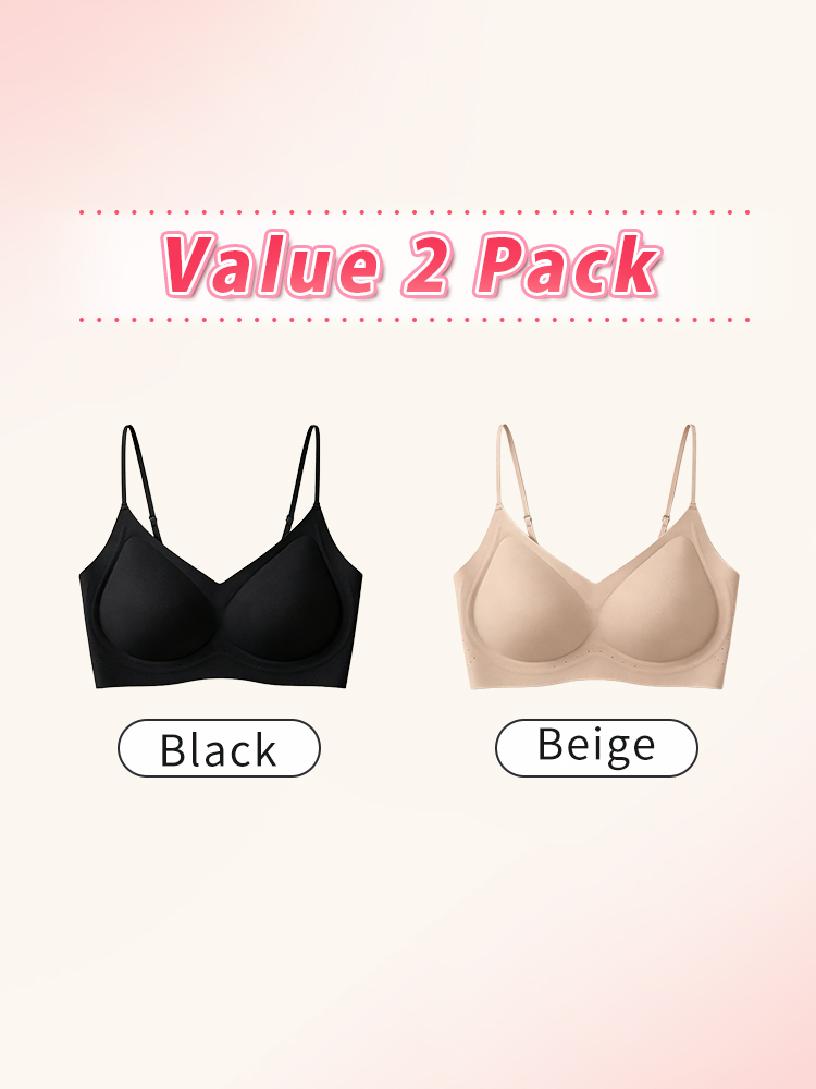 Value 2 pack seamless bras in black and beige color combination VEIMIA